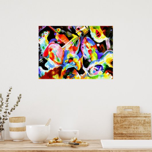 Kandinskyによる抽象芸術アートの即興 ポスター (キッチン)