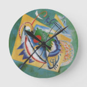 Kandinskyの赤い楕円形の抽象芸術のアートワークの緑の黄色 ラウンド壁時計 (正面)