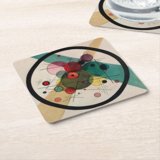 Kandinsky抽象芸術サークル スクエアペーパーコースター (アングル)