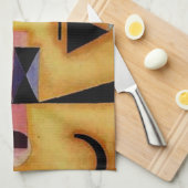 Kandinsky抽象芸術決定的なピンク幾何学図形 キッチンタオル (四つ折り)