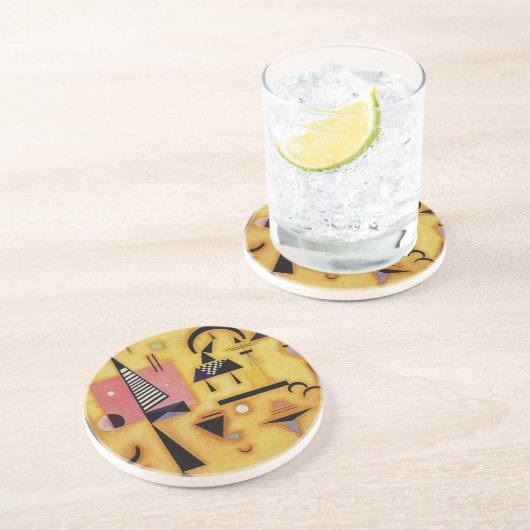 Kandinsky抽象芸術決定的なピンク幾何学図形 コースター (側面)