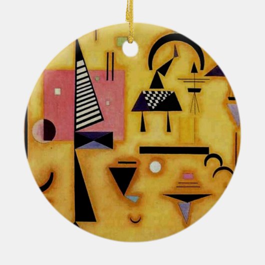 Kandinsky抽象芸術決定的なピンク幾何学図形 セラミックオーナメント (裏面)