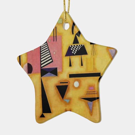 Kandinsky抽象芸術決定的なピンク幾何学図形 セラミックオーナメント (左)