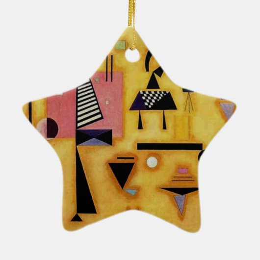 Kandinsky抽象芸術決定的なピンク幾何学図形 セラミックオーナメント (裏面)