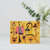 Kandinsky抽象芸術決定的なピンク幾何学図形 ポストカード (スタンド正面)