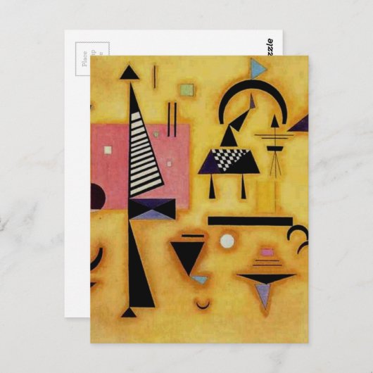 Kandinsky抽象芸術決定的なピンク幾何学図形 ポストカード (正面/裏面)