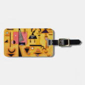 Kandinsky抽象芸術決定的なピンク幾何学図形 ラゲッジタグ (正面横)