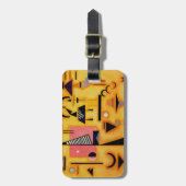 Kandinsky抽象芸術決定的なピンク幾何学図形 ラゲッジタグ (正面縦)