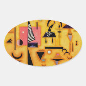 Kandinsky抽象芸術決定的なピンク幾何学図形 楕円形シール (正面)