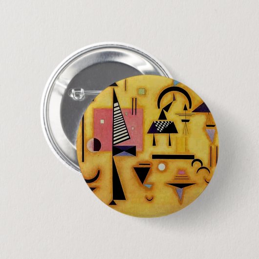 Kandinsky抽象芸術決定的なピンク幾何学図形 缶バッジ (正面&裏面)