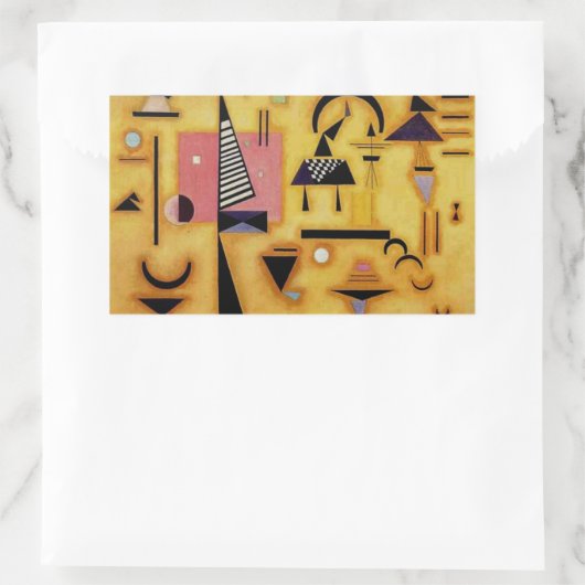 Kandinsky抽象芸術決定的なピンク幾何学図形 長方形シール (バッグ)