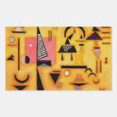 Kandinsky抽象芸術決定的なピンク幾何学図形 長方形シール (正面)