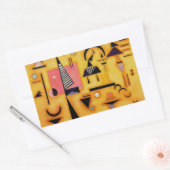 Kandinsky抽象芸術決定的なピンク幾何学図形 長方形シール (封筒)