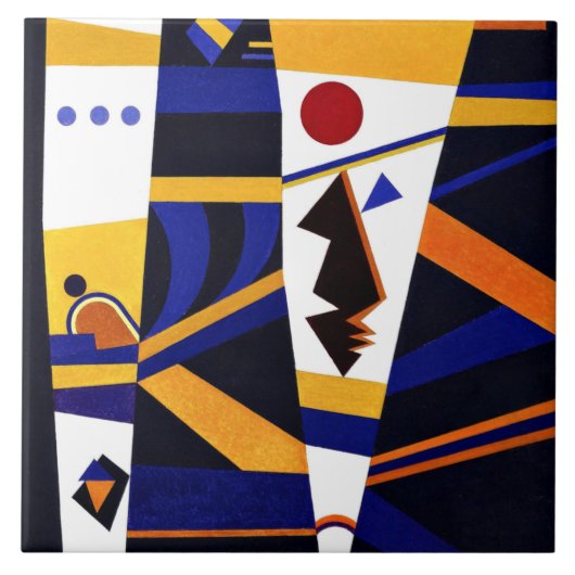Kandinsky – バインド、カラフル抽象芸術アートワーク タイル (正面)