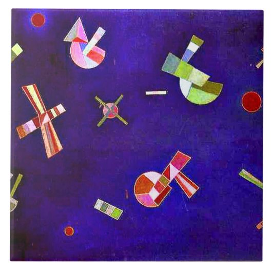 Kandinsky – 固定フライト、カラフル抽象芸術アート タイル (正面)