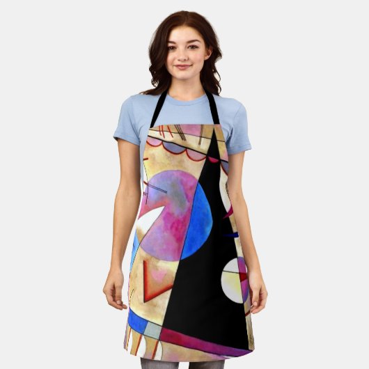 Kandinsky -抽象芸術キュービズムとピンクスとブルース エプロン (着用した状態)