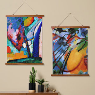 Kandinsky – 有名な2つのカラフル抽象芸術絵画 吊り下げ型タペストリー