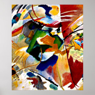 Kandinsky - 絵画s with Green Center ポスター