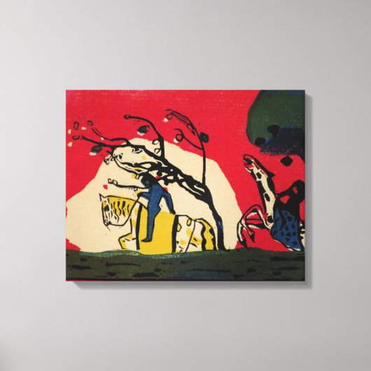 Kandinsky – 赤い背景に対する2人のライダー キャンバスプリント (正面)