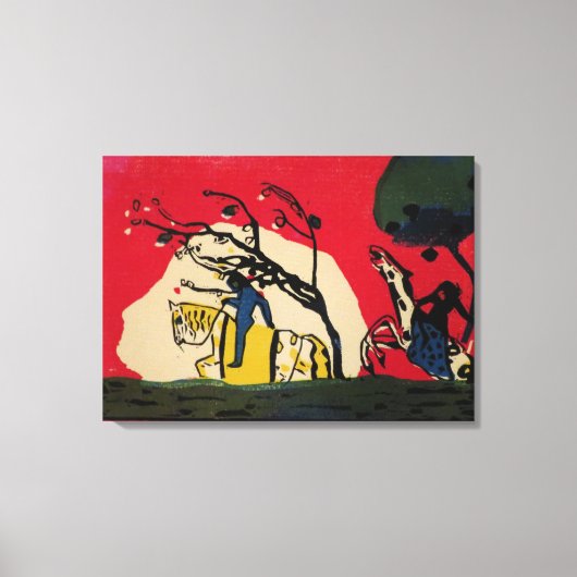 Kandinsky – 赤い背景に対する2人のライダー キャンバスプリント (正面)