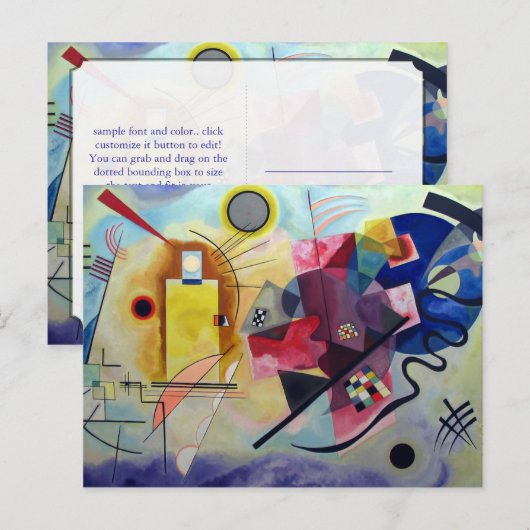 Kandinsky 1925/yellow/red/blue/pixdezines ポストカード (正面/裏面)