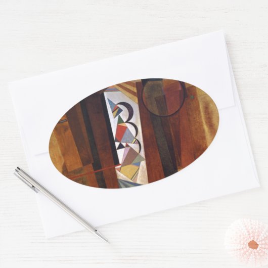 Kandinsky Development in Brown 絵画抽象芸術 楕円形シール (封筒)