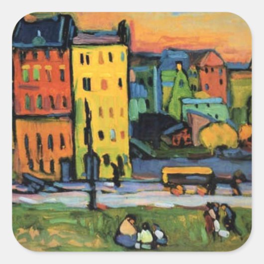 Kandinsky - Houses in Munich, スクエアシール (正面)
