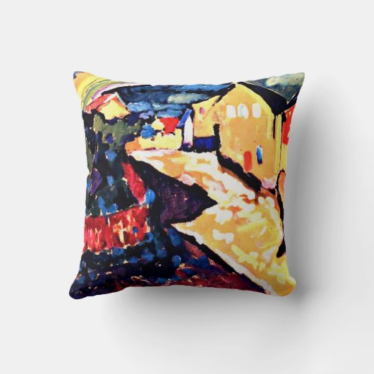 Kandinsky - Murnau with Rainbow, landscape art クッション (裏面)