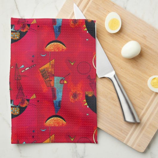 Kandinsky Red Black  Abstract Art キッチンタオル (四つ折り)