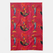Kandinsky Red Black  Abstract Art キッチンタオル (縦)