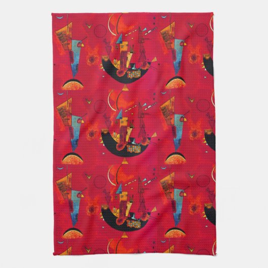 Kandinsky Red Black  Abstract Art キッチンタオル (縦)
