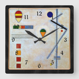 Kandinsky - Von-Zu、カラフル抽象芸術作品 スクエア壁時計