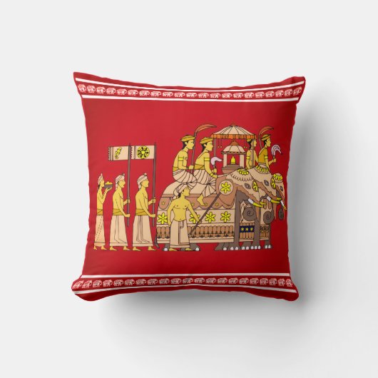Kandy Perahera Festival Pillow | Sri Lankan Art クッション (正面)