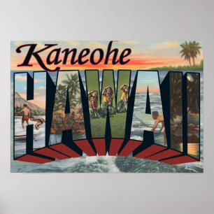 Kaneohe、ハワイ-大きい手紙場面 ポスター