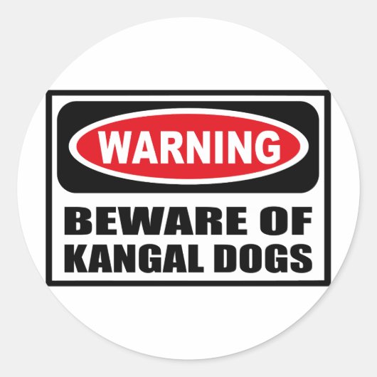 KANGAL 警告 DOGSのステッカーに注意 ラウンドシール (正面)
