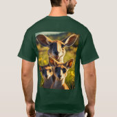 Kangarooおもしろいファミリー:漫画のスマイルと笑い Tシャツ (裏面)