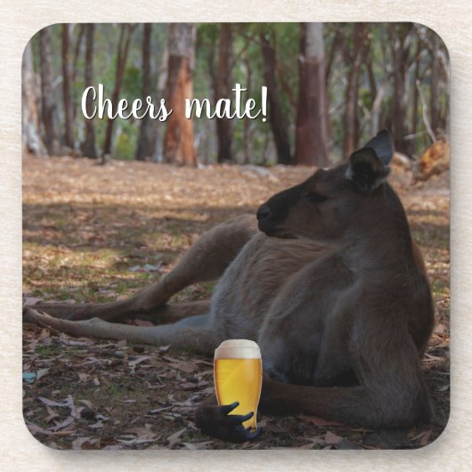 KangarooとリラックスBeer Australia おもしろい コースター (正面)
