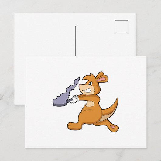 Kangaroo as Cook with Pan ポストカード (正面/裏面)