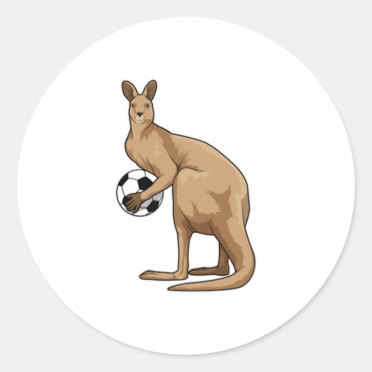 Kangaroo at Soccer Sports ラウンドシール (正面)