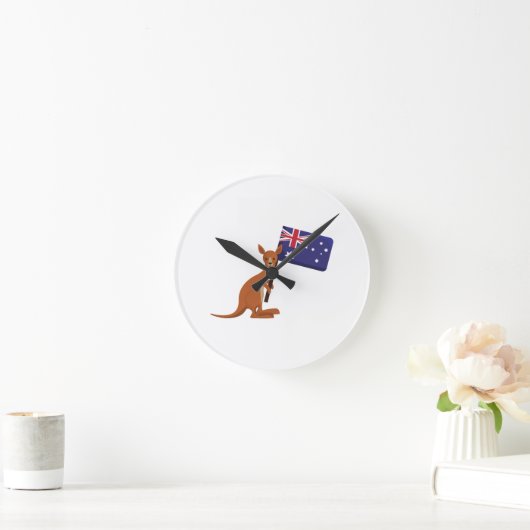 kangaroo australia flag ラウンド壁時計 (ホーム)