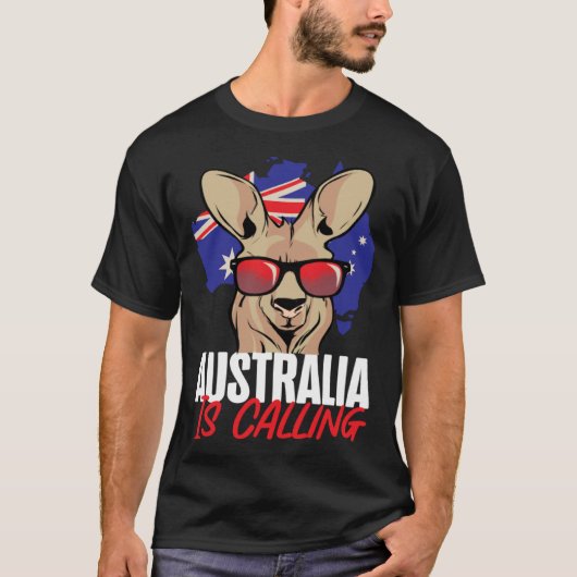 Kangaroo Australia Is Calling Tシャツ (正面)