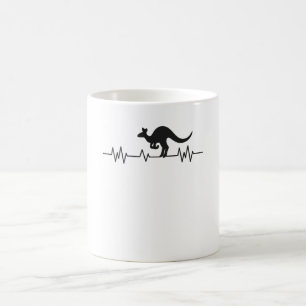 Kangaroo Australia Pulse Heartbeatオーストラリアおもしろい コーヒーマグカップ