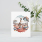 Kangaroo Australian Outback Watercolor Postcard ポストカード (スタンド正面)