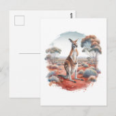 Kangaroo Australian Outback Watercolor Postcard ポストカード (正面/裏面)