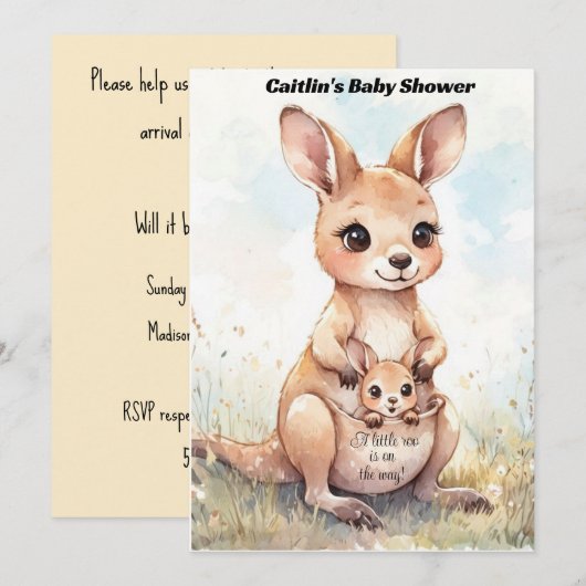 Kangaroo Baby Digital Download Invitations 招待状 (正面/裏面)