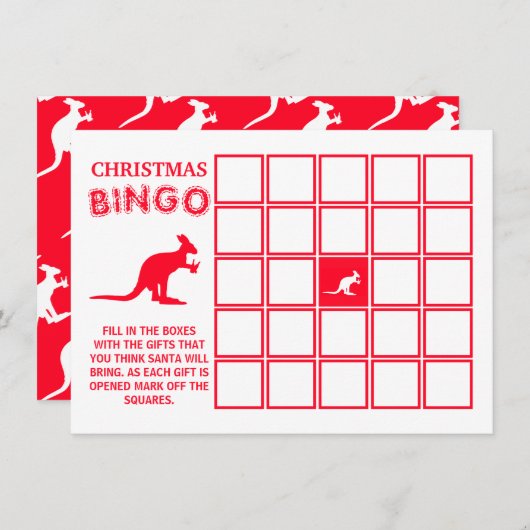 Kangaroo Beer, Australian Christmas Bingo Card 招待状 (正面/裏面)