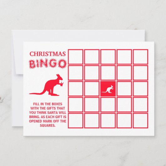Kangaroo Beer, Australian Christmas Bingo Card 招待状 (正面)