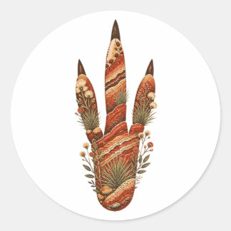 Kangaroo Botanical Footprint Nature Sticker ラウンドシール