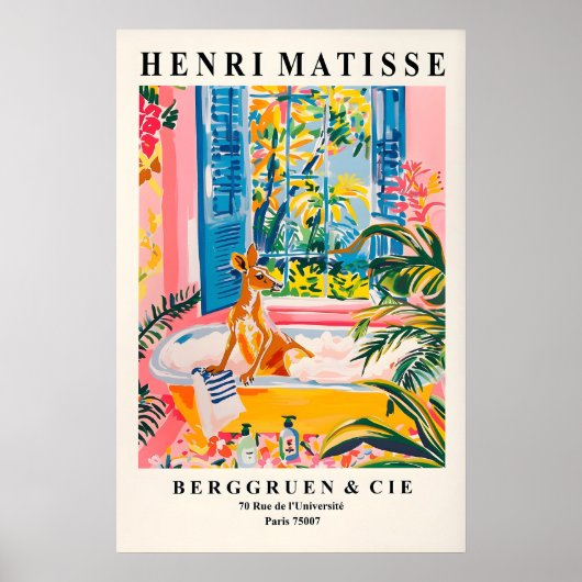 Kangaroo in bathtub art print, Dopamine art, Funny ポスター (正面)