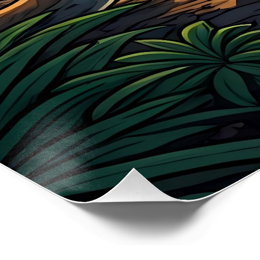 Kangaroo in Sunlit Forest ポスター (コーナー)